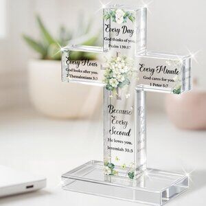 Inspirational Christian Cross Acrylic Bible Verse Sign Religious Gift Faith Home